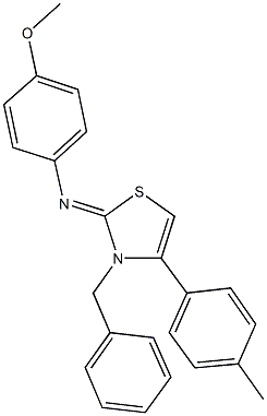 N-(3-benzyl-4-(4-methylphenyl)-1,3-thiazol-2(3H)-ylidene)-N-(4-methoxyphenyl)amine 结构式