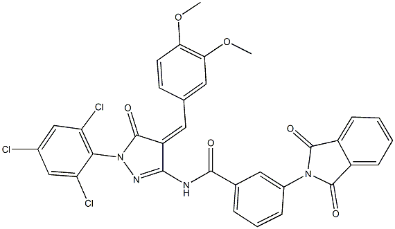 N-[4-(3,4-dimethoxybenzylidene)-5-oxo-1-(2,4,6-trichlorophenyl)-4,5-dihydro-1H-pyrazol-3-yl]-3-(1,3-dioxo-1,3-dihydro-2H-isoindol-2-yl)benzamide Structure