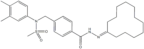 N-{4-[(2-cyclododecylidenehydrazino)carbonyl]benzyl}-N-(3,4-dimethylphenyl)methanesulfonamide 结构式