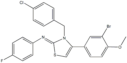 N-(4-(3-bromo-4-methoxyphenyl)-3-(4-chlorobenzyl)-1,3-thiazol-2(3H)-ylidene)-N-(4-fluorophenyl)amine Struktur