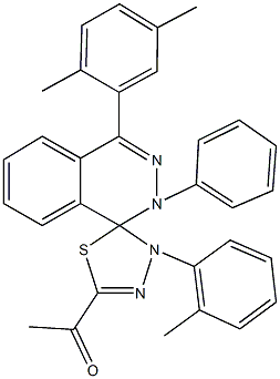 1-[4-(2,5-dimethylphenyl)-4'-(2-methylphenyl)-2-phenyl-1,2,4',5'-tetrahydrospiro(phthalazine-1,5'-[1,3,4]-thiadiazole)-2'-yl]ethanone 结构式