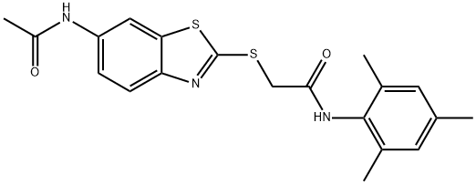 2-{[6-(acetylamino)-1,3-benzothiazol-2-yl]sulfanyl}-N-mesitylacetamide Structure