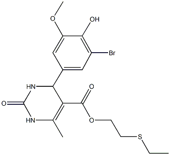 2-(ethylsulfanyl)ethyl 4-(3-bromo-4-hydroxy-5-methoxyphenyl)-6-methyl-2-oxo-1,2,3,4-tetrahydro-5-pyrimidinecarboxylate,340018-51-1,结构式