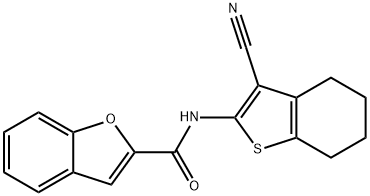 N-(3-cyano-4,5,6,7-tetrahydro-1-benzothien-2-yl)-1-benzofuran-2-carboxamide,340027-97-6,结构式