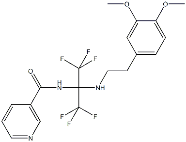 N-[1-{[2-(3,4-dimethoxyphenyl)ethyl]amino}-2,2,2-trifluoro-1-(trifluoromethyl)ethyl]nicotinamide,340032-80-6,结构式