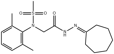 N-[2-(2-cycloheptylidenehydrazino)-2-oxoethyl]-N-(2,6-dimethylphenyl)methanesulfonamide Structure