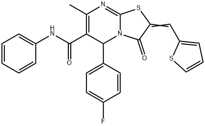 5-(4-fluorophenyl)-7-methyl-3-oxo-N-phenyl-2-(2-thienylmethylene)-2,3-dihydro-5H-[1,3]thiazolo[3,2-a]pyrimidine-6-carboxamide Struktur