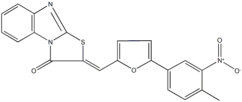 2-[(5-{3-nitro-4-methylphenyl}-2-furyl)methylene][1,3]thiazolo[3,2-a]benzimidazol-3(2H)-one Structure
