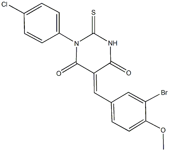 5-(3-bromo-4-methoxybenzylidene)-1-(4-chlorophenyl)-2-thioxodihydro-4,6(1H,5H)-pyrimidinedione,340213-74-3,结构式