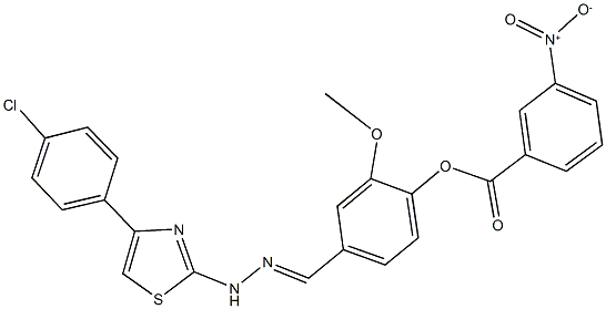 4-{2-[4-(4-chlorophenyl)-1,3-thiazol-2-yl]carbohydrazonoyl}-2-methoxyphenyl 3-nitrobenzoate Structure