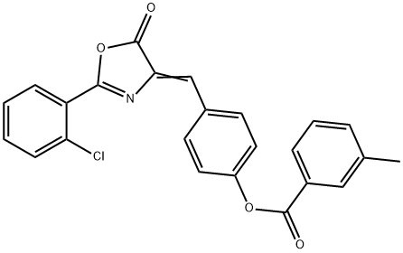 4-[(2-(2-chlorophenyl)-5-oxo-1,3-oxazol-4(5H)-ylidene)methyl]phenyl 3-methylbenzoate 化学構造式