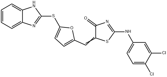 5-{[5-(1H-benzimidazol-2-ylsulfanyl)-2-furyl]methylene}-2-[(3,4-dichlorophenyl)imino]-1,3-thiazolidin-4-one Structure