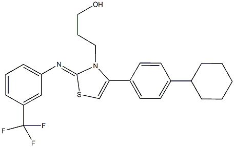 340265-77-2 3-(4-(4-cyclohexylphenyl)-2-{[3-(trifluoromethyl)phenyl]imino}-1,3-thiazol-3(2H)-yl)-1-propanol