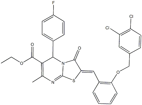 ethyl 2-{2-[(3,4-dichlorobenzyl)oxy]benzylidene}-5-(4-fluorophenyl)-7-methyl-3-oxo-2,3-dihydro-5H-[1,3]thiazolo[3,2-a]pyrimidine-6-carboxylate Structure