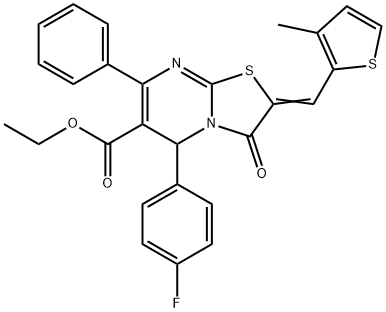 ethyl 5-(4-fluorophenyl)-2-[(3-methyl-2-thienyl)methylene]-3-oxo-7-phenyl-2,3-dihydro-5H-[1,3]thiazolo[3,2-a]pyrimidine-6-carboxylate Structure