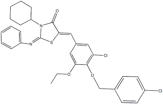 340294-95-3 5-{3-chloro-4-[(4-chlorobenzyl)oxy]-5-ethoxybenzylidene}-3-cyclohexyl-2-(phenylimino)-1,3-thiazolidin-4-one