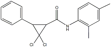 2,2-dichloro-N-(2,4-dimethylphenyl)-3-phenylcyclopropanecarboxamide 化学構造式