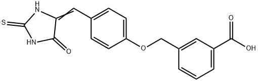 3-({4-[(5-oxo-2-thioxo-4-imidazolidinylidene)methyl]phenoxy}methyl)benzoic acid Struktur