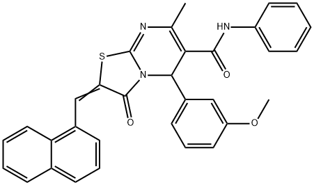 5-(3-methoxyphenyl)-7-methyl-2-(1-naphthylmethylene)-3-oxo-N-phenyl-2,3-dihydro-5H-[1,3]thiazolo[3,2-a]pyrimidine-6-carboxamide 结构式