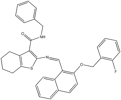 N-benzyl-2-[({2-[(2-fluorobenzyl)oxy]-1-naphthyl}methylene)amino]-4,5,6,7-tetrahydro-1-benzothiophene-3-carboxamide|