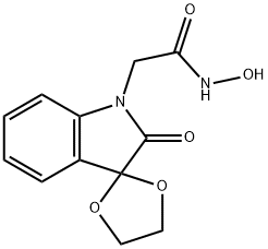 2-(2'-oxo-2',3'-dihydro-spiro[1,3-dioxolane-2,3'-(1'H)-indol]-1'-yl)-N-hydroxyacetamide 化学構造式