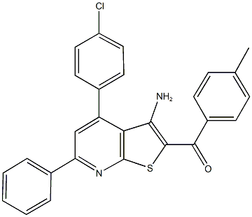 [3-amino-4-(4-chlorophenyl)-6-phenylthieno[2,3-b]pyridin-2-yl](4-methylphenyl)methanone 结构式