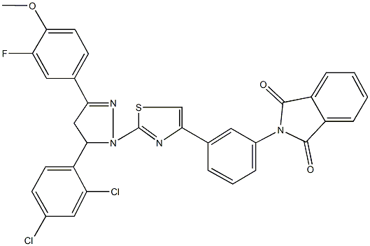 2-(3-{2-[5-(2,4-dichlorophenyl)-3-(3-fluoro-4-methoxyphenyl)-4,5-dihydro-1H-pyrazol-1-yl]-1,3-thiazol-4-yl}phenyl)-1H-isoindole-1,3(2H)-dione Structure