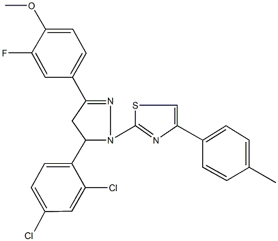 4-{5-(2,4-dichlorophenyl)-1-[4-(4-methylphenyl)-1,3-thiazol-2-yl]-4,5-dihydro-1H-pyrazol-3-yl}-2-fluorophenyl methyl ether Struktur
