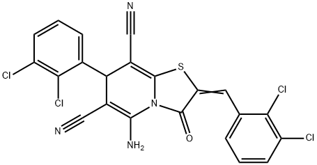 5-amino-2-(2,3-dichlorobenzylidene)-7-(2,3-dichlorophenyl)-3-oxo-2,3-dihydro-7H-[1,3]thiazolo[3,2-a]pyridine-6,8-dicarbonitrile Structure