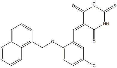 5-[5-chloro-2-(1-naphthylmethoxy)benzylidene]-2-thioxodihydropyrimidine-4,6(1H,5H)-dione 化学構造式