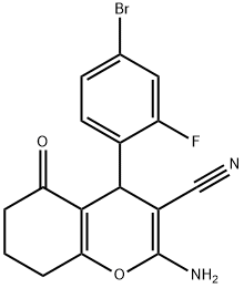 2-amino-4-(4-bromo-2-fluorophenyl)-5-oxo-5,6,7,8-tetrahydro-4H-chromene-3-carbonitrile,340807-30-9,结构式