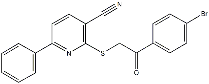 2-{[2-(4-bromophenyl)-2-oxoethyl]sulfanyl}-6-phenylnicotinonitrile 结构式