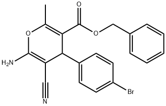 benzyl 6-amino-4-(4-bromophenyl)-5-cyano-2-methyl-4H-pyran-3-carboxylate Structure