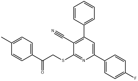 6-(4-fluorophenyl)-2-{[2-(4-methylphenyl)-2-oxoethyl]sulfanyl}-4-phenylnicotinonitrile Structure
