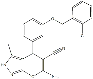 6-amino-4-{3-[(2-chlorobenzyl)oxy]phenyl}-3-methyl-2,4-dihydropyrano[2,3-c]pyrazole-5-carbonitrile Structure