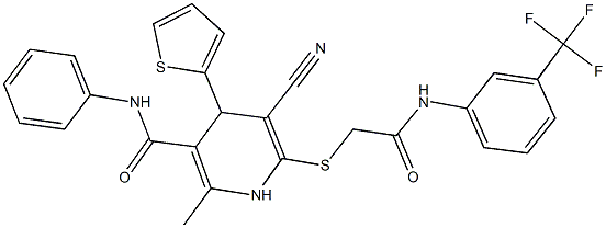 5-cyano-2-methyl-6-({2-oxo-2-[3-(trifluoromethyl)anilino]ethyl}sulfanyl)-N-phenyl-4-(2-thienyl)-1,4-dihydro-3-pyridinecarboxamide Structure