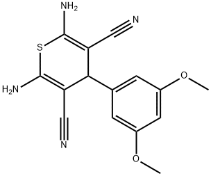 2,6-diamino-4-(3,5-dimethoxyphenyl)-4H-thiopyran-3,5-dicarbonitrile,340808-56-2,结构式