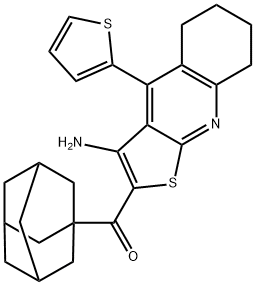 1-adamantyl[3-amino-4-(2-thienyl)-5,6,7,8-tetrahydrothieno[2,3-b]quinolin-2-yl]methanone Struktur