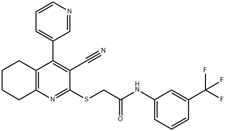 2-{[3-cyano-4-(3-pyridinyl)-5,6,7,8-tetrahydro-2-quinolinyl]sulfanyl}-N-[3-(trifluoromethyl)phenyl]acetamide Structure