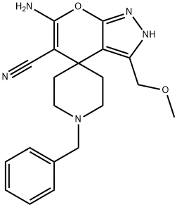 6-amino-1'-benzyl-5-cyano-3-(methoxymethyl)-2,4-dihydrospiro[pyrano[2,3-c]pyrazole-4,4'-piperidine],340808-87-9,结构式