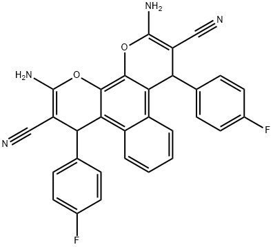 2,11-diamino-4,9-bis(4-fluorophenyl)-4,9-dihydrobenzo[f]pyrano[3,2-h]chromene-3,10-dicarbonitrile Struktur
