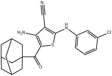 5-(1-adamantylcarbonyl)-4-amino-2-(3-chloroanilino)-3-thiophenecarbonitrile Structure