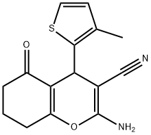 2-amino-4-(3-methyl-2-thienyl)-5-oxo-5,6,7,8-tetrahydro-4H-chromene-3-carbonitrile 结构式