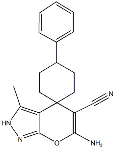 6-amino-5-cyano-3-methyl-2,4-dihydro-1'-phenylspiro[pyrano[2,3-c]pyrazole-4,4'-cyclohaxane]|