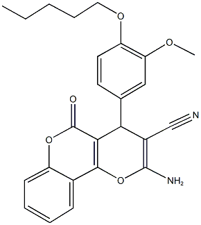 2-amino-4-[3-methoxy-4-(pentyloxy)phenyl]-5-oxo-4H,5H-pyrano[3,2-c]chromene-3-carbonitrile Structure