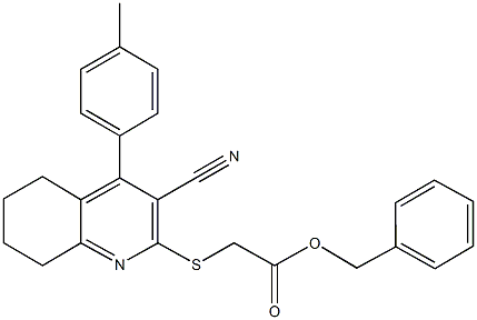 benzyl {[3-cyano-4-(4-methylphenyl)-5,6,7,8-tetrahydro-2-quinolinyl]sulfanyl}acetate Structure