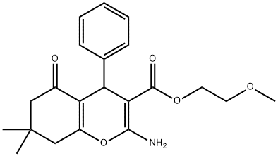 2-methoxyethyl 2-amino-7,7-dimethyl-5-oxo-4-phenyl-5,6,7,8-tetrahydro-4H-chromene-3-carboxylate Structure
