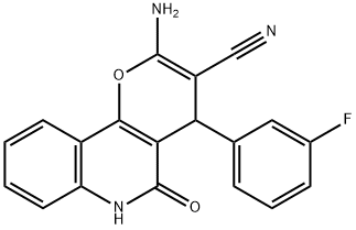 2-amino-4-(3-fluorophenyl)-5-oxo-5,6-dihydro-4H-pyrano[3,2-c]quinoline-3-carbonitrile Structure
