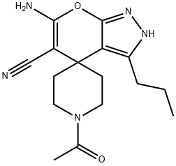 340812-53-5 1'-acetyl-6-amino-5-cyano-3-propyl-2,4-dihydrospiro[pyrano[2,3-c]pyrazole-4,4'-piperidine]