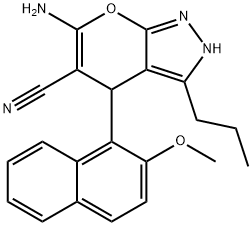 6-amino-4-(2-methoxy-1-naphthyl)-3-propyl-1,4-dihydropyrano[2,3-c]pyrazole-5-carbonitrile Structure